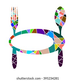 Vector illustration plate spoon fork