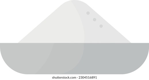 Vector illustration of a plate with white powder, salt, sugar or flour. Ingredient for cooking.