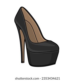 Vektorgrafik von Fersenschuhen mit Plattformpumpe auf weißem Hintergrund
