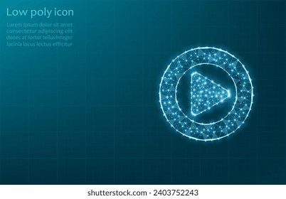 Ilustración vectorial del botón de reproducción. Energía, concepto de tecnología eléctrica. Icono del botón Reproducir en fondo azul oscuro.
