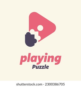 Vector illustration of a play with a puzzle piece on the side.