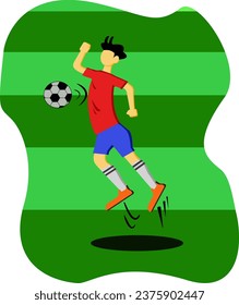 vector illustration of player football making a chest control gesture, suitable for poster or textbook illustration