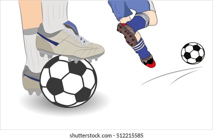 vector illustration player (footballer) running football.
