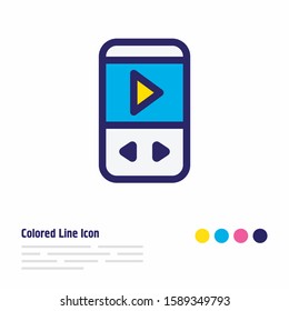 Vector illustration of player icon colored line. Beautiful media element also can be used as mp3 icon element.