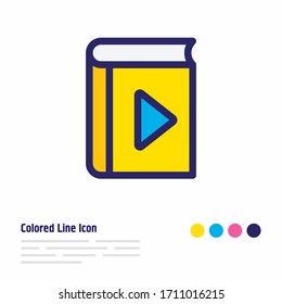 Vector illustration of player icon colored line. Beautiful education element also can be used as audio book icon element.