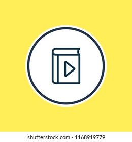 Vector illustration of player icon line. Beautiful book reading element also can be used as audio book icon element.