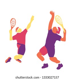 vector illustration of a player tennis on the court