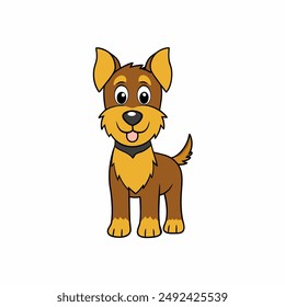 
Vector illustration of a playful dog sitting with a wagging tail and a happy expression, perfect for pet-themed designs.