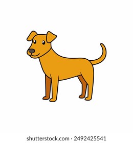 
Vector illustration of a playful dog sitting with a wagging tail and a happy expression, perfect for pet-themed designs.