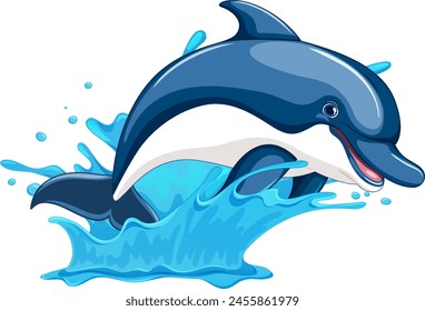 Vector illustration of a playful dolphin jumping.