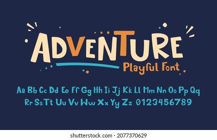 Vector Illustration Playful Handmade Typography. Font For Kids And Games - Shutterstock ID 2077370629