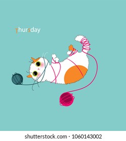 Vector illustration of playful kitty each day of week