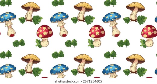 vector illustration playful mushroom pattern