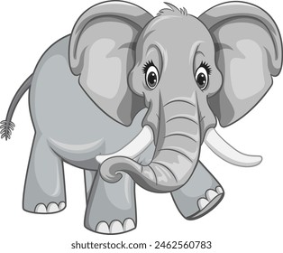 Vector illustration of a playful young elephant