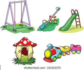 Vector illustration of playground toys and equipment