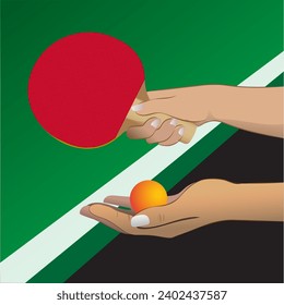 vector illustration of playing ball Serves table tennis.