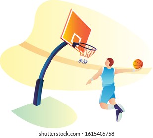 Vector illustration of playing basketball for landing page, ui ux design, web design. Playing basketball in flat design