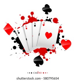 Vector illustration of Playing card on the paint splash