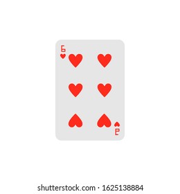 Vector illustration. Playing card Six of Hearts isolated on white background.