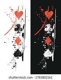 Vector illustration of playing card suits in textured style.