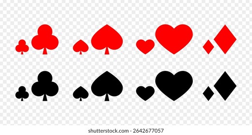 Vector illustration of playing card suits icon set isolated on transparent background