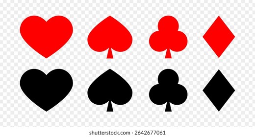 Vector illustration of playing card suits icon set isolated on transparent background