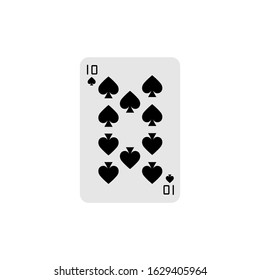 Vector illustration. Playing card Ten of Spades isolated on white background.