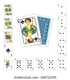 Vector illustration playing cards club Jack classic design