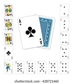 Vector illustration playing cards club Ace classic design