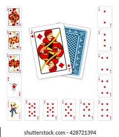 Vector illustration playing cards diamond Jack classic design