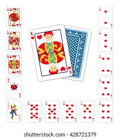 Vector illustration playing cards heart King classic design