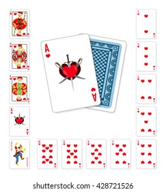 Vector illustration playing cards heart Ace classic design