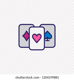 Vector illustration of playing cards icon colored line. Beautiful entertainment element also can be used as poker icon element.