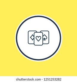 Vector illustration of playing cards icon line. Beautiful entertainment element also can be used as poker icon element.