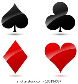 Vector illustration of playing cards icons on white background