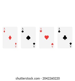 Vector illustration of playing cards on white background. Vector illustration design element set. Poker game icon.