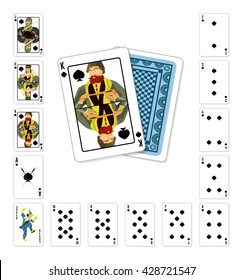 Vector illustration playing cards spade King classic design