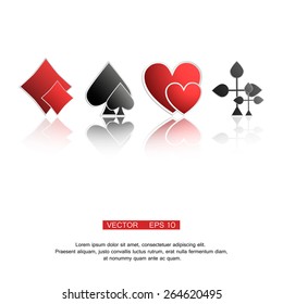 Vector illustration of playing cards suits isolated on white background. Eps 10