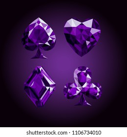 vector illustration playing cards symbol sign suit set deck diamond jewel gemstone crystal design gradient background low poly modeling