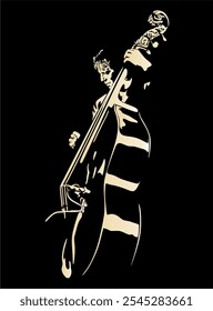 Ilustração vetorial de tocar violoncelo. Silhueta em retroiluminação. 
 Desenhado à mão sem inteligência artificial