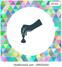Vector illustration of playing chess game with hand.