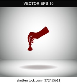 Vector illustration of playing chess game with hand.