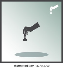 Vector illustration of playing chess game with hand.