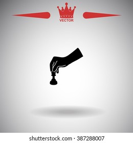 Vector illustration of playing chess game with hand.