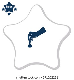 Vector illustration of playing chess game with hand.