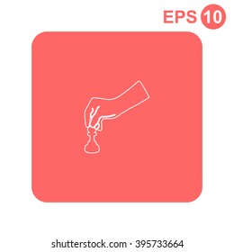 Vector illustration of playing chess game with hand.