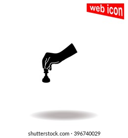 Vector illustration of playing chess game with hand.