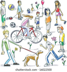 Vector illustration of playing children