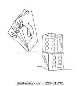 Vector illustration of playing dice and poker cards