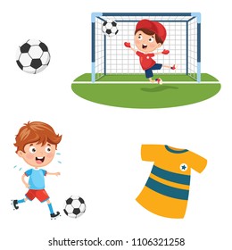 Vector Illustration Of Playing Football